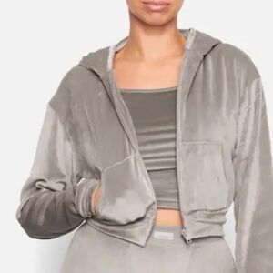 Skims grey velour hoodie